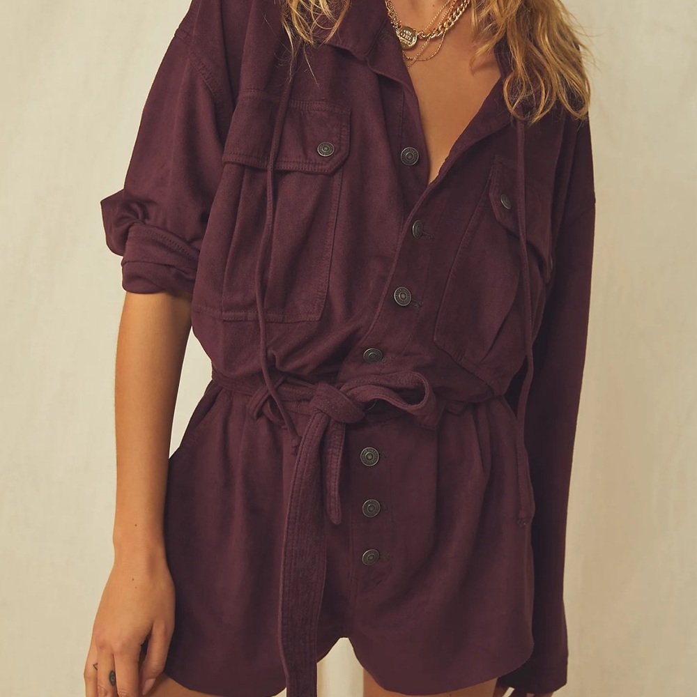 FREE PEOPLE Larson Vegan Shortall Purple Size Medium